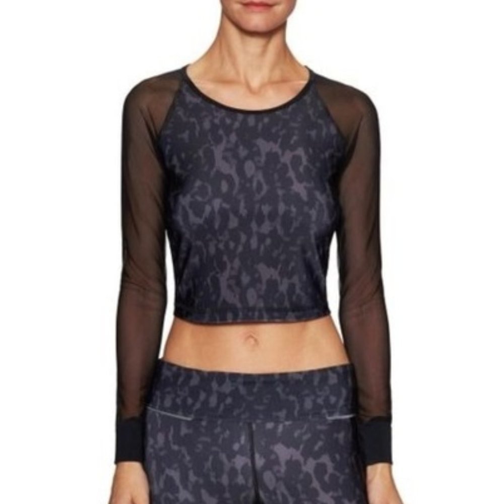 ALALA Black Camo Performance Mesh Sleeve Crop Top S, NWT